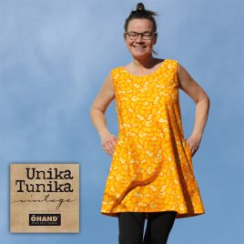 Ateljésydd unik tunikaklänning i fantastiskt vintagetyg